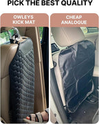 Owleys Car Seat Protector Set - Black, Waterproof & Non-Slip, Kick Mat & Back Seat Protection