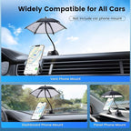 OUTXE Car Phone Umbrella for Sun, Suction Cup Phone Umbrella for iPhone/Android, 360°Adjustable Cellphone Sun Shade for Car Dashboard, Vent
