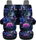 KEIAHUAN Purple Rose Hummingbird Car Seat Covers Full Set Car Front/Rear Seat Cover Universal Size Fit for Truck SUV Sedan Van for Women