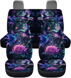 KEIAHUAN Purple Rose Hummingbird Car Seat Covers Full Set Car Front/Rear Seat Cover Universal Size Fit for Truck SUV Sedan Van for Women