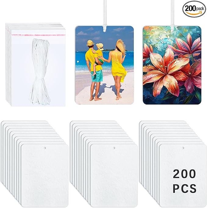 200 pcs sublimation air fresheners blanks ，sublimation car freshener blanks with packaging air freshener blanks DIY Air Freshener for Car and Home Hanging Decoration