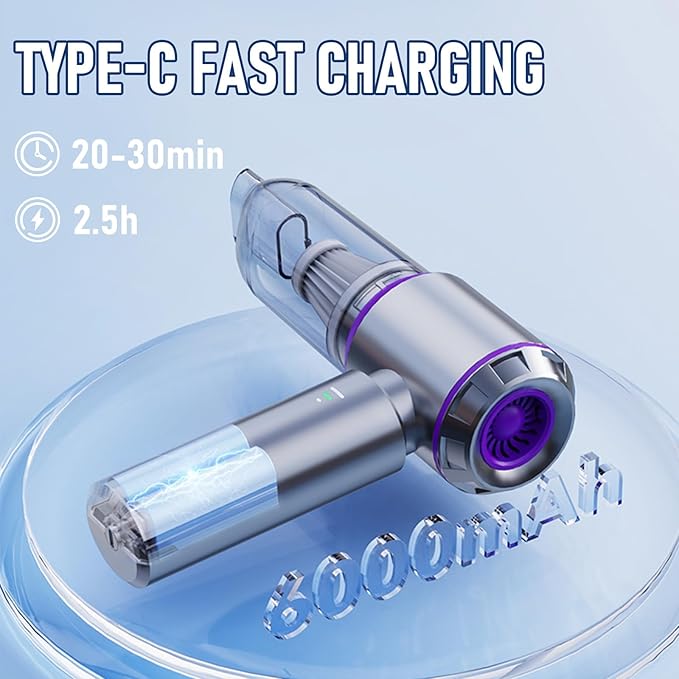 Car Vacuum Portable Cordless 20000PA High Power 4-in-1 Compressed Air Duster & Air Blower & Pump Hand Held Vacuum with Brushless Motor for Car, Home, Office,Camping Ideal Gifts for Men & Women