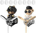 2Pcs Car Air Fresheners, Cute Bear Pilot Automotive Air Outlet Creative Car Perfume Diffuser, Automotive Accessories Air Vent Decoration with 8 Fragrant Tablets (Black 1+Silver 1)