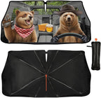Funny Bear Driving Car Windshield Sun Shade Umbrella Fun Bear Sunshades for Car Windshield Upgraded Sun Visor Protector for Sedan SUV Most Vehicles Printed Front Window Shades