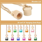 uxcell 12pcs Hanging Car Air Freshener Perfume Bottle, 8ml Pendant Empty Glass Essential Oil Aromatherapy Diffuser with Wooden Cap for Car Decor (Multicolor, Rhombus)