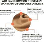 Woolly Mammoth Woolen Company Wool Blanket - 85 x 47 in, Sand, 50% Blended Wool Blankets - Backpacking & Cold-Weather Camp Throw - Stadiums, Hikes, Backyards - Emergency Wrap for Survival Kits