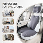 FLORICH 3 PCS Seat Cushion for Carseat Lumbar Support Pillow Car Neck Headrest Pillows Ultrathick Memory Foam Seat Pads Pressure Relief Back Cushion for Office Chair(Beige Grey)