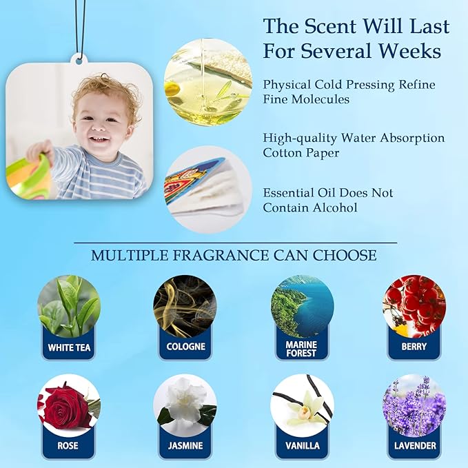 Custom Air Freshener for Car - Personalized Air Freshener for Car with Photo, Smell Air Fresheners with Picture for Hanging Ornaments (Unique Scented Gift)
