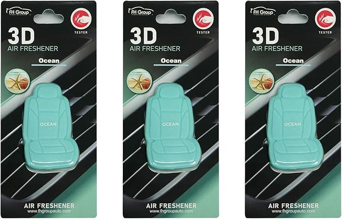 FH Group Air Freshener Vent Clips, Mini Car Seat Covers Design, (Ocean Scent)-3PK