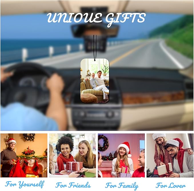 Personalized Photo Car Air Freshener – Custom Double-Sided Print – Fresh Linen Scent – Eco-Friendly, Long-Lasting Fragrance – For Family, Friends, Lovers (Square)