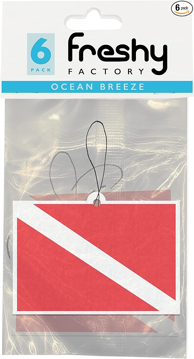 Dive Flag Car Air Freshener Ocean Breeze Scent Freshy Factory (6 Pack)