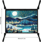 Moon Mountain Car Ceiling Cargo Net Pocket Hanging Storage Bag with Zipper 31.5"x21.6" Double-Layer Mesh Car Roof Storage Organizer Long Road Trip Truck SUV Travel Camping