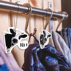 8 Pack Car Air Freshener Cattle Print Funny Cute Hanging Decorations Gift for Women Men, White Tea, Wild Bluebell, Vanilla, Ocean Scents, Black