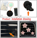 Daisy Air Vent Clips, 4 Pcs Cute Flower Car Air Conditioning Outlet Clip Car Air Freshener Clip Charm Car Inter Decor Accessories for Women (Pink)