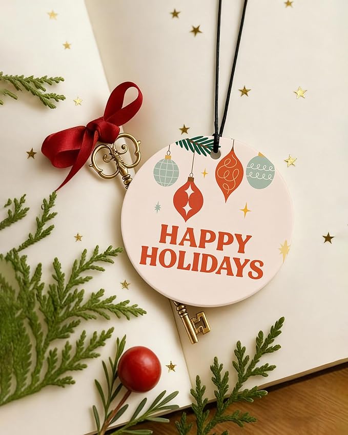Boho Christmas Car Air Freshener 4 Pcs, Merry and Bright Xmas Santa Claus Hanging Air Freshener for Cars Closet Drawer Books, Retro Christmas Car Accessories Mirror Decor for Women