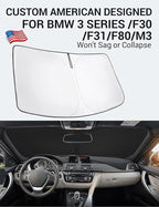 Proadsy 2026 Upgrade Front Windshield Sun Shade Foldable Sunshade Protector Custom Fit 2013-2018 BMW 3 Series /F30 /F31 /F80 /M3 Accessories