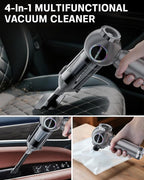 Handheld Car Vacuum Portable Cordless 25000Pa High Power Small Mini Hand Vacuum Cleaner Rechargeable 4-in-1 Compressed Air Duster Blower Pump Wireless Handheld Vac for Car Office Desktop Home Cleaning