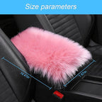 Furry Auto Center Console Cover Pad, 11.8"x7.8" Soft Sheepskin Wool Armrest Cushion, Fluffy Vehicle Armrest Seat Box Protector, Car Interior Accessories for Women Men (Deep Pink)