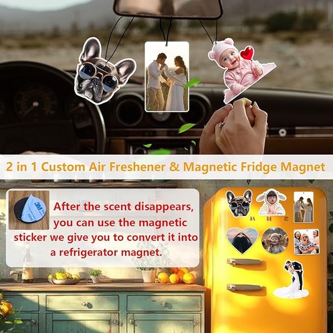 Custom Air Fresheners with Picture - Personalized Double Sided Photo Air Freshener for Car - Customized Face Air Freshener - Custom Birthday Gift, Photo Gift for Men Women