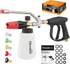 Sakertool Foam Cannon Dual Connector Accessory for Pressure Washer Kit,Car Wash Foam Gun - Power Washer Accessories Gun with Foam Cannon Dual Connector for cleaning - 5 Power Washer Sprayer Nozzles