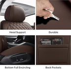 Car Seat Covers Full Set Brown,Luxury Faux Leather Car Seat Covers Waterproof Non-Slip Seat Protector Universal Fit for Most Cars SUVs Trucks Pick-ups, Car Accessories Interior(Brown-Full Set)