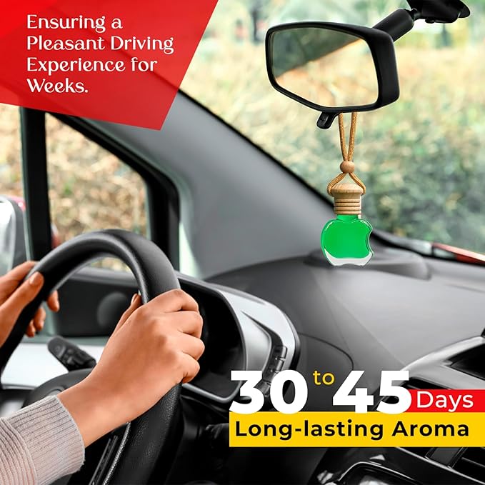 Kabod Bamboo Car Air Freshener | Hanging Essential Oil Diffuser | Natural Odor Eliminator | Long-Lasting Fragrance | 10 ml