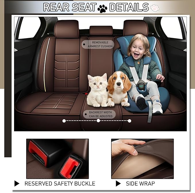 Leather Car Seat Covers Fit for Toyota Sienna 1997-2024, 5 Seater Car Seat Cover, Premium Waterproof, Scratch Resistant Car Interior Accessories (Full Set Coffee)