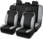 Skechers Memory Foam Seat Covers,Leather Car Seat Covers, Ultimate Comfort & Support Seat CoversFull Sets,Airbag Compatible, Automotive Universal Fit Most for SUVs, Vans, Sedans, Cars, Trucks,Gray