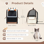 Lekereise Ventilated Dog Backpack Carriers, Cat Carrier Backpacks with Breathable Mesh for Small Cats Dogs Up to 17 Lbs, Pet Foldable Backpack Great for Travel Hiking Camping Outdoor Beige-Orange Ears