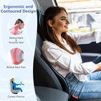 Car Lumbar Support Pillow and Neck Pillow kit for Back & Neck Pain Relief Ergonomic Memory Foam Car Seat Headrest & Lumbar Cushion with Adjustable Strap for Driving Seat/Office Chair Black