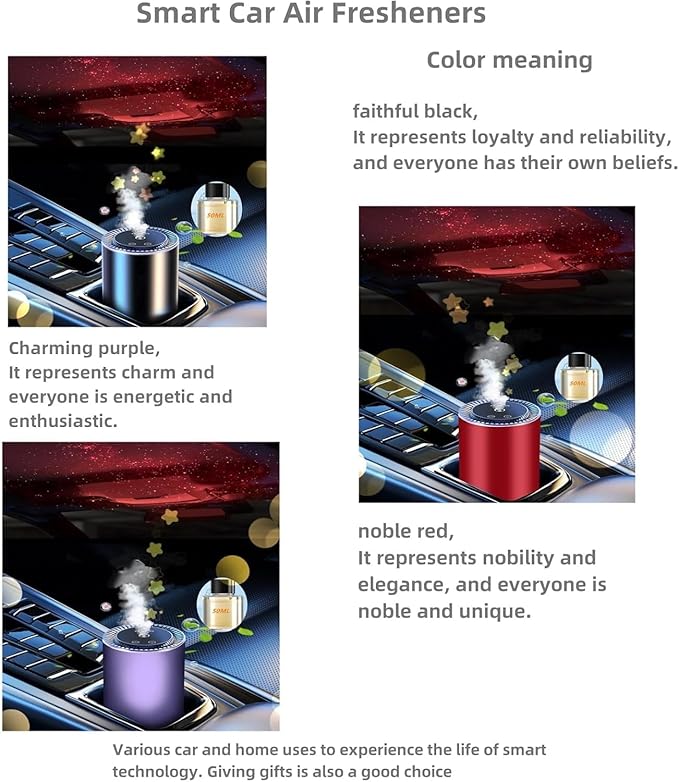Smart Car Air Freshener Natural Perfume New Atomization Experience Car Humidifier Adjustable Three Levels of Concentration Fashionable Starry Sky Atmosphere Rechargeable Automatic Switch (Wine Red)