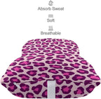 Car Pillow for Neck Pain Relief Support, Compatible with Pink Cheetah Leopard Print Memory Foam Car Neck Pillow for Car Seat with Adjustable Strap, 2 Pcs Car Headrest Pillow for Ergonomic Design