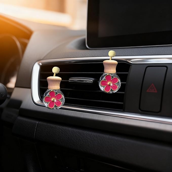 Daisy Bottle Car Air Freshener Clips, 2 Pcs Cute Daisy Car Air Vent Clip, Coquette Auto Air Conditioning Outlet Diffuser Perfume Clips, Interior Decoration (Rose, one size)