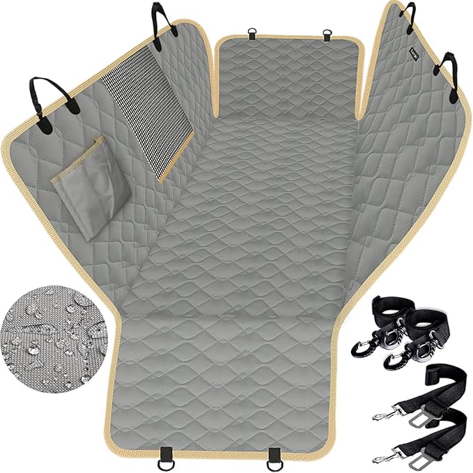 Lassie XL Truck Dog Seat Cover Back Seat with 2 Seat Belts, Dog Car Hammock for Large SUV and Trucks Compatible with F150 F250/Chevrolet Silverado/Ram Pickup/GMC Sierra/Toyota Tundra and Crew Cab