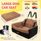 PetsHome Dog Car Seat for Medium Large Dogs, Detachable Washable Pet Booster Seat with Memory Foam Cushion, Side Pockets, 2 Clip-On Safety Leashes Pet Car Seat for Dog Up to 60 lbs/2 Small Dogs-Brown