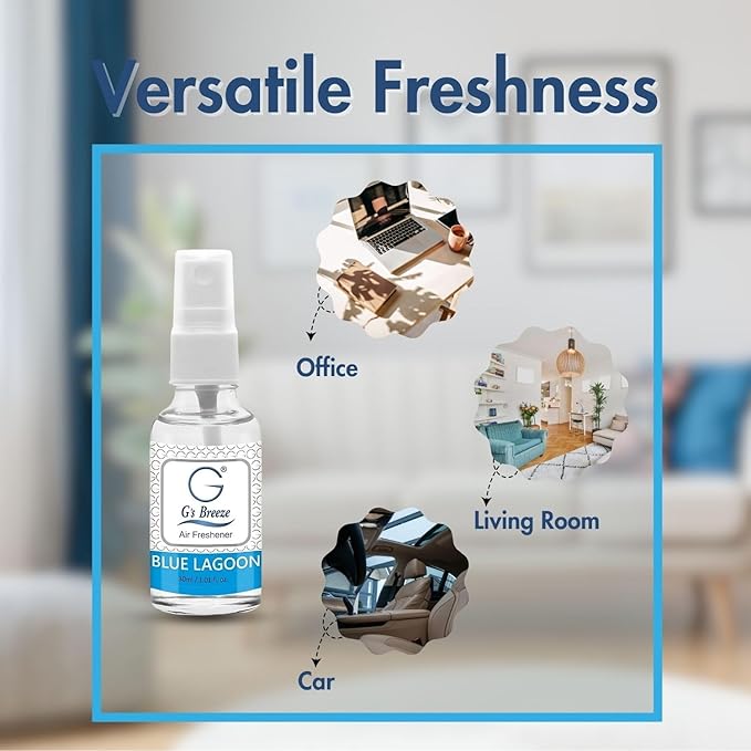 G's Breeze Blue Lagoon Air Freshener - Refreshing Tropical Oasis Fragrance - Invigorating Scent Inspired by Crystal-Clear Water & Exotic Escapes - Long-Lasting Freshness for Home, Car, or Office