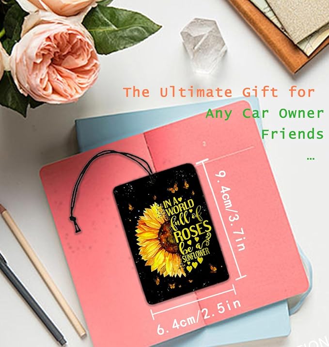 Christian Sunflower Car Air Freshener Hanging 2Pcs Flroal Faith Inspritional Car Accessories Interior, In A World Full of Roses Be a Sunflower Bible Verse Mirror Religious Gifts for Women(Lavender)