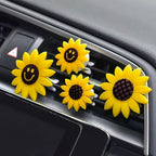 2 Pieces Sunflower Air Vent Clips Flower Car Accessories Cute Car Air Freshener Sun flower Gift Decorations Charm Car Clip Interior Air Vent Decor