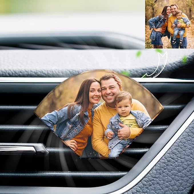Personalized Photo Crystal Car Vent Clip,Fresh Scented Car Vent Clip with Photo Car Accessory,Customized Photo Vent Clip,Dad's Day for Dad's Husband