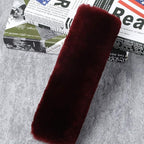 OGLAND 2 Pack Real Sheepskin Wool Car Seat Belt Pads for Auto Car Seat Belt, Soft Shoulder Pad, Neck Cushion Protector, Genuine Natural Merino Wool (Grape Red)