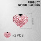 2PCS Bling Heart Air Vent Clips, Heart Shaped Crystal Air Freshener Vent Clips, Rhinestone Air Conditioning Outlet Clip, Universal Interior Decor Car Accessories for Women Girls (Pink)