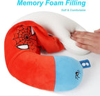 Superhero Travel Pillow for Kids & Adults with Sleep Eye Mask, Memory Foam U-Shaped Neck Pillow with Washable Cover, Soft Head Support Travel Accessories for Airplane Car Train Bus Recline, Red