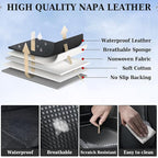 Coverado Seat Covers, Car Seat Covers Front Seats, Waterproof Nappa Leather Auto Seat Cover with Lumbar Head Pillow, Black Seat Covers Carseat Cover Universal Fit for Most Cars