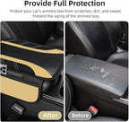 NBTEPEM Beige Center Console Cover, Sporty Leather Armrest Cover Cushion with 2 Storage Pockets, Universal Auto Middle Console Protector, Car Interior Accessories for Most SUV, Truck, Sedan Vehicles