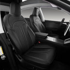 Custom Fit Seat Covers for 2025 2026 Tesla Model Y Juniper (5-Seater), Waterproof Breathable Nappa Leather, OEM Factory Style Full Set Car Seat Protectors Airbag Compatible - Black