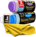Premium 2pk +1 Free Shammy Cloth for Car Drying - 26"x17" - Super Absorbent Chamois Towel - Scratch-Free, Reusable & Soft Wash Cloth - Car Drying Towels
