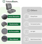 Seat Cushion & Adjustable Lumbar Support Pillow Set, Charcoal Memory Foam Back & Tailbone Pain Relief, Non-Slip & Washable Cover, for Office Chair, Car Seat, Wheelchair - Grey
