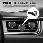 4PCS Heart-Shaped Car Vent Clip with Rhinestone, Vent Clip Car Accessories, Sparkly Rhinestone Bling Diamond Freshener Holder, Air Conditioning Outlet Ornament for Women Girls (Black, Style1)