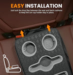Car Cup Holder, Back Seat Cup Holder for Car, Truck Bed Organizer Boat Couch Bottle Holder Tray Expander Automotive Rear Seat Storage Accessories Pu Leather Fit for Coffee Drink Food