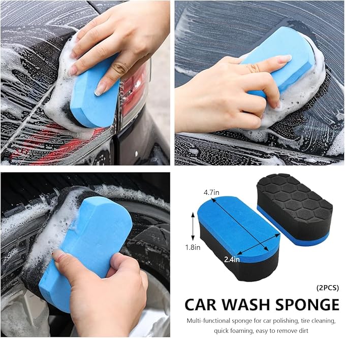 6PCS Car Wheel Cleaning Pro Kit, Soft Wheel Cleaner Tire Brush Detailing Brush with Applicator Pads, Scratch-Free Rim Brushes Tire Scrubber Dressing Pads for Vehicle Cleaning